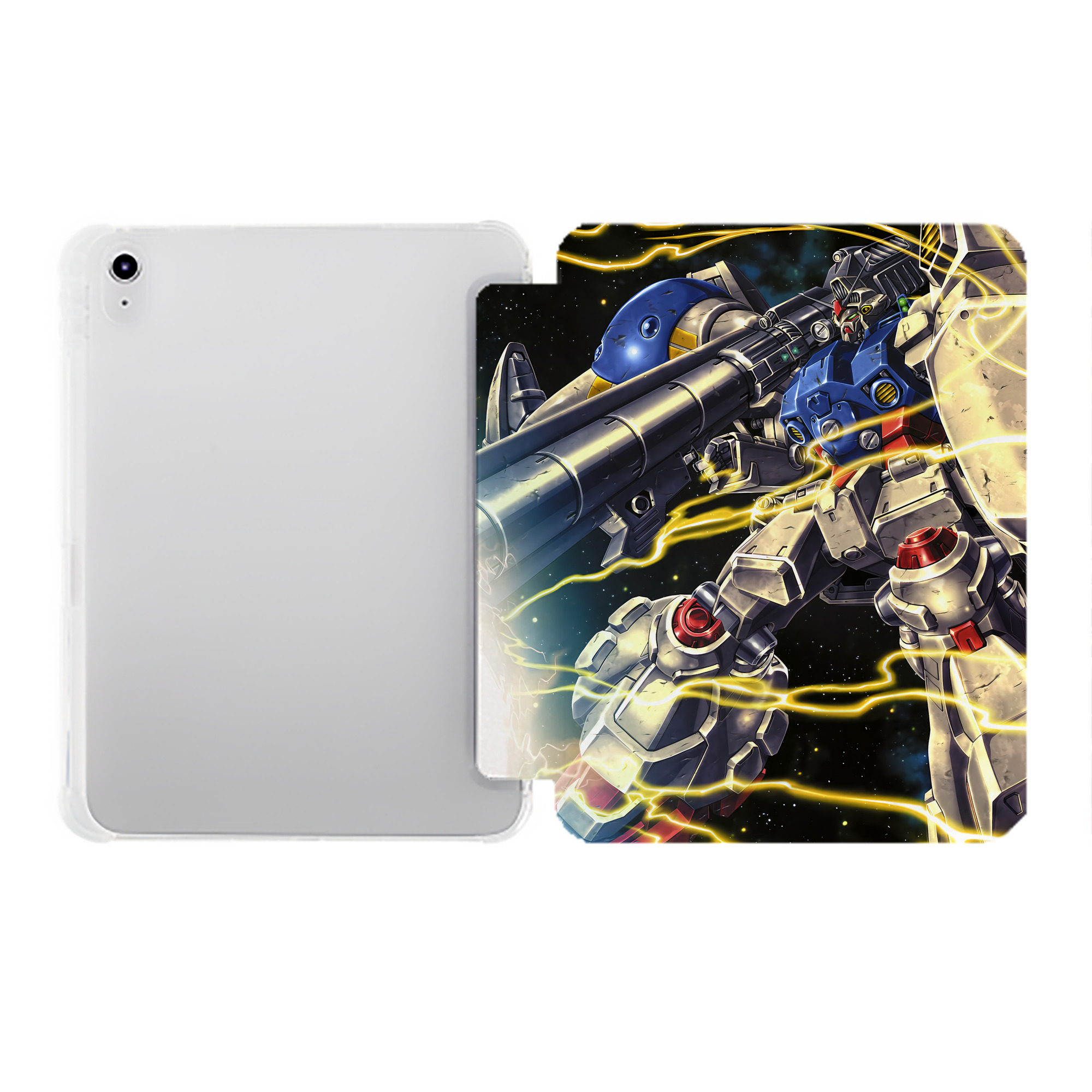 （画像用） 機動戦士ガンダム Mobile Suit Gundam IPad ケース ペン収納付き 三つ折りスタンド PUレザー×シリコン 対応機種9.5/10.5/10.9インチ